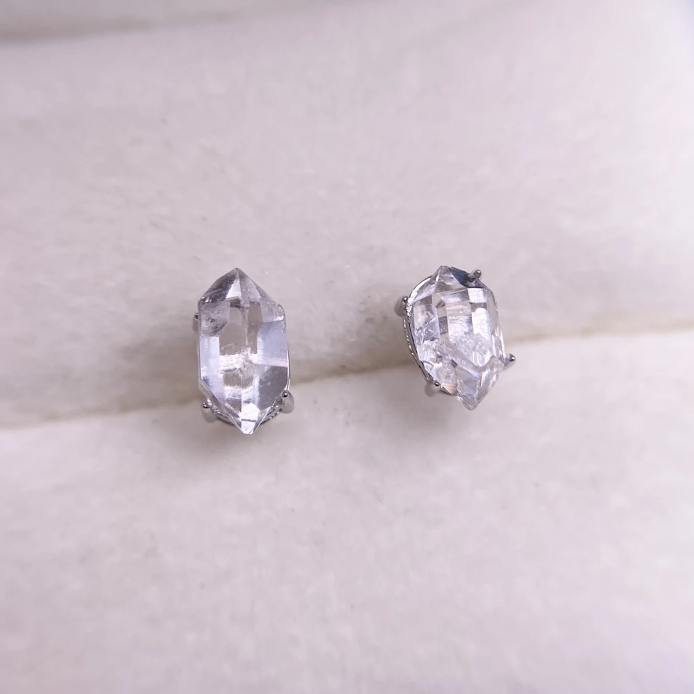 الطبيعية Herkimer الماس 925 أقراط فضية الأحجار الكريمة المعدنية الطاقة الخام حجر الجارديان الريكي ديكور الأسود كريستال للنساء