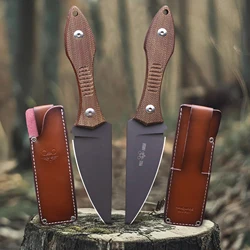 Giant Mouse Vox&Jens MF3 M390 Titanium Plated Tang Linen Handle Hunting Knife, Outdoor Survival Knife, Jungle Camping EDC Knife