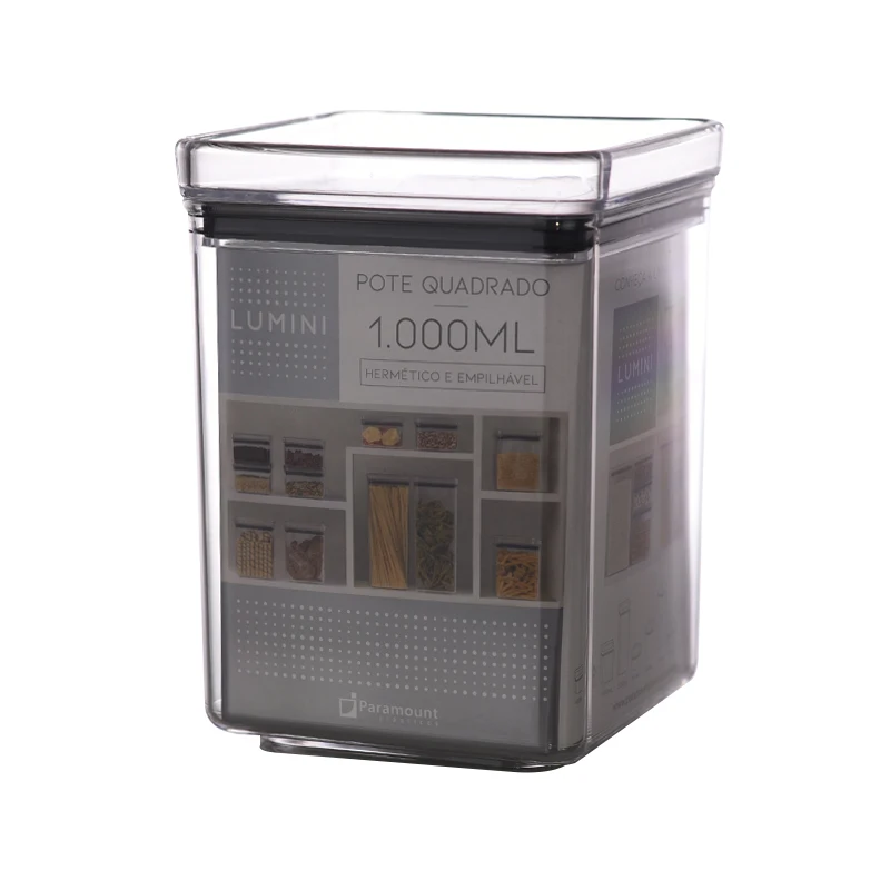 Transparent Square Lumini Airtight Pot 1.000 Ml