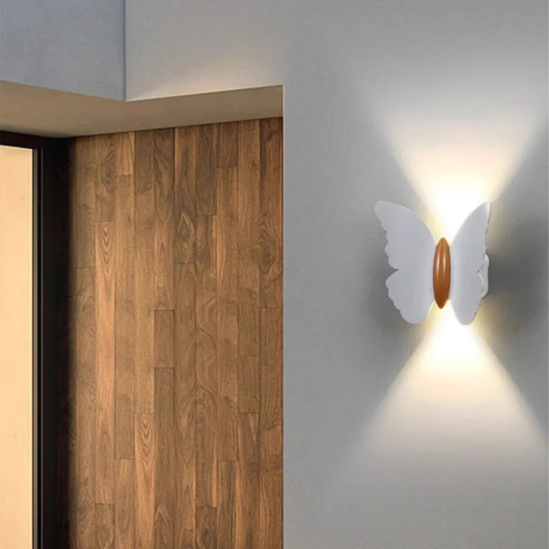 Lámpara de pared LED de mariposa para interiores, luminaria nórdica moderna en blanco y negro para el hogar, iluminación Interior, accesorio de decoración para dormitorio y sala de estar