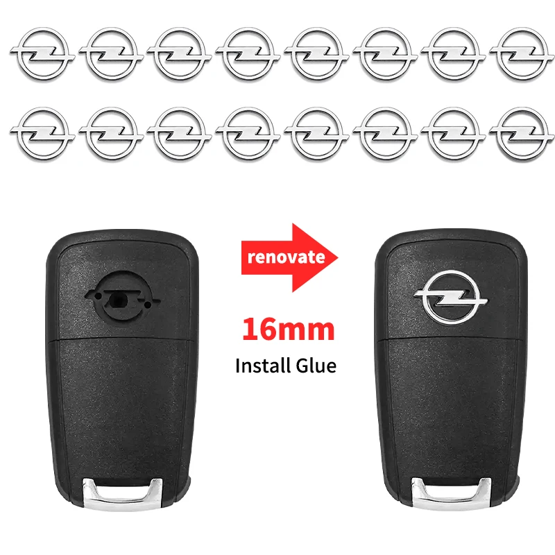 Emblema Adhesivo para Llave de Coche de 16mm, Calcomanía con Logotipo para Llave de Auto, Compatible con Opel Insignia Astra J F Antara Meriva H G Corsa OPC Zafira