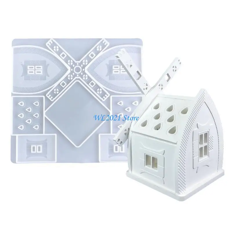 

G5GC Windmill House Shaped Ornament Mold Flexible Silicone Mold Jewelry Making Tool