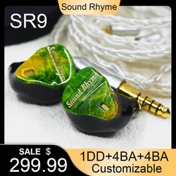 Sound Rhyme SR9 1DD+8BA Hybrid Hifi Earphones 8mm Liquid Silicone Membrane DD Headphone IEMs Music Monitor Studio Bass Earphone