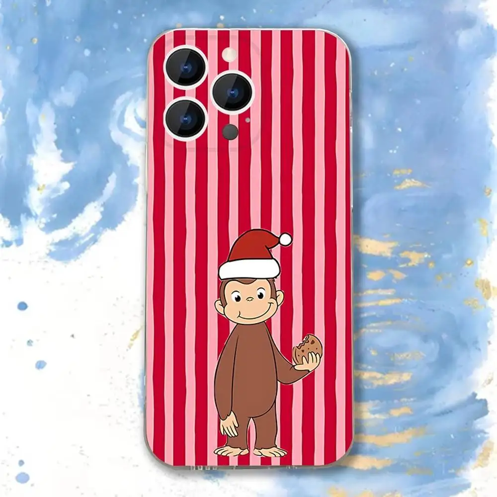 Custodia trasparente Mokey C-Curious G-Georges adatta per iPhone 11 12 13 14 15 16 17 Pro Max Plus X XS XR SE E Mini Custodia protettiva