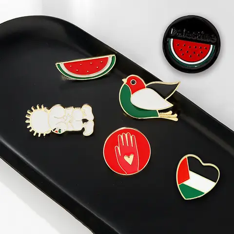 Geometrisk Hjärtfågel Brosch Pin Badge Rostfritt Stål Vattenmelon Handala Pojke Ryggsäck Emaljsmycken för Kvinnor Män 10 best sales vattenmelonbrosch - №2