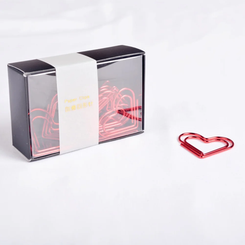 

2boxes Heart Paper Clips Premium Metal Heart-Shaped Creative Clips for Notes Photos Cards Bookmark Office School Red