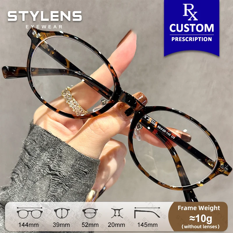 stylens-クラシックな反射防止加工を施した近視用メガネ。女性向け、ミニマリストデザイン、度付きレンズ対応、カスタムメイドのブルーライトカット機能付き累進レンズ。