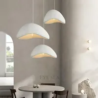 Japanese Wabi-sabi Style Living Room Nordic Lamp Minimalism Chandeliers Bar Designer White Hall Pendant Lights LED Home Decor