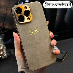Personalized Leather Case For iPhone 17 16 15 14 13 12 11 Pro Max 17 Air Custom Name Initials Cover 17 Pro Max
