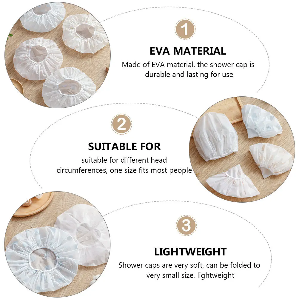 

4Pcs Waterproof Shower Caps Adjustable Elastic Bathing Caps for Women Face Makeup Spa Hair Protection Eva Shower Hat