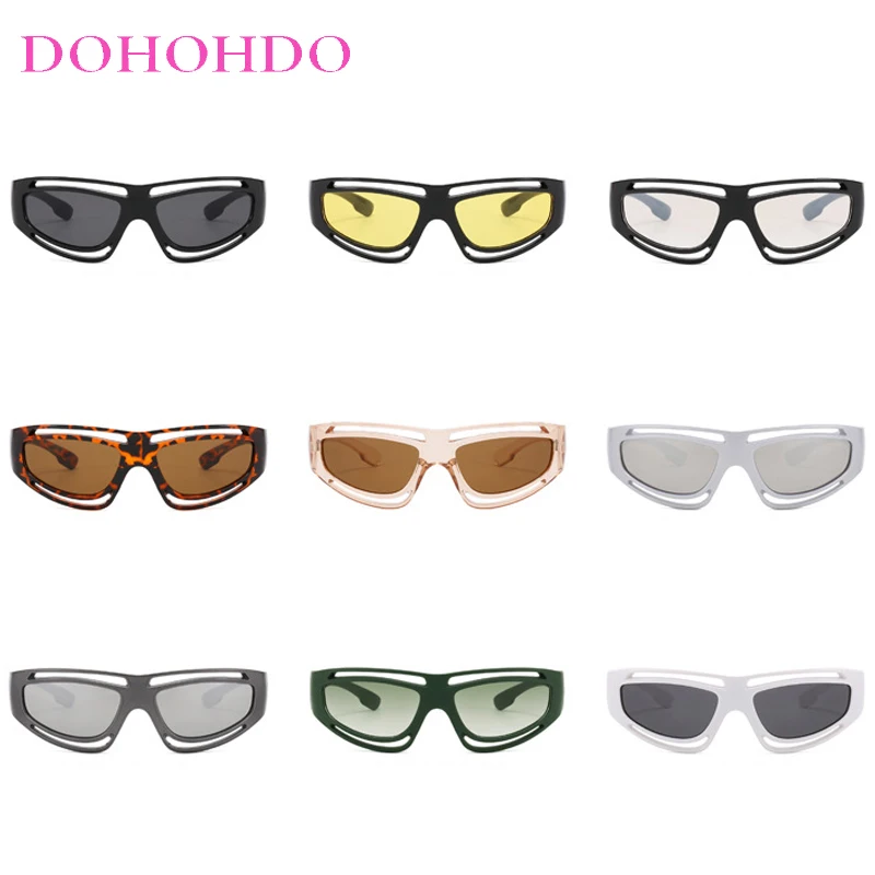 Luxury Design Y2K Hollow Out One Piece Punk Women's Sunglasses Brand Design Men Sun Glasses Outdoor Sports Cycling Goggle UV400