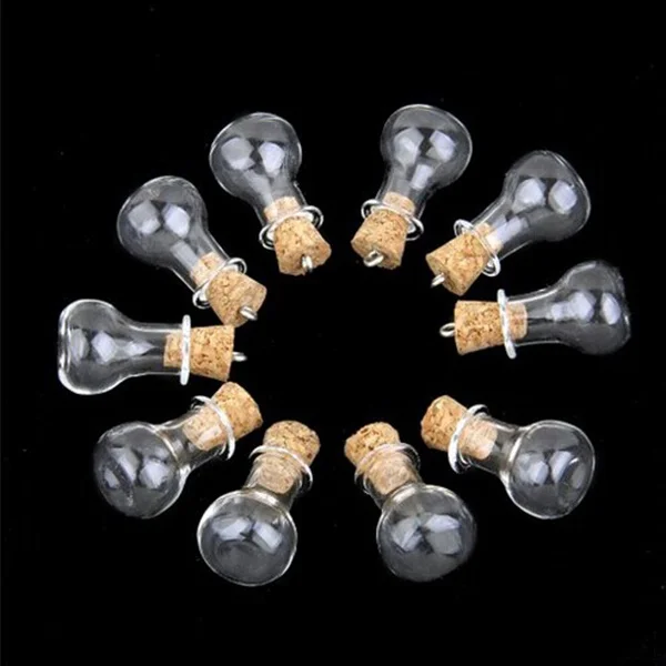 

10pcs Mini Glass Wish Bottle 2.0*1.4Cm Transparent Craft Cylinder Jar For Diy Pendant Perfume Decor Gift Glass Bottle With Cork,