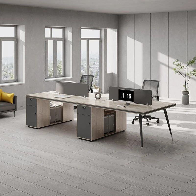 Staff Office Desk and Chair Combination, Simple and Modern Double Four-person Card Seat Workstation, Staff Table Six-person