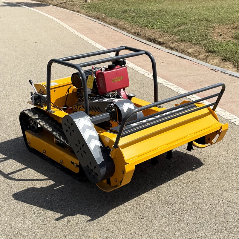 맞춤형 800mm 1000mm 1200mm CE EPA 엔진 전지형 고무 원격 제어 로봇 플레일 잔디깎이