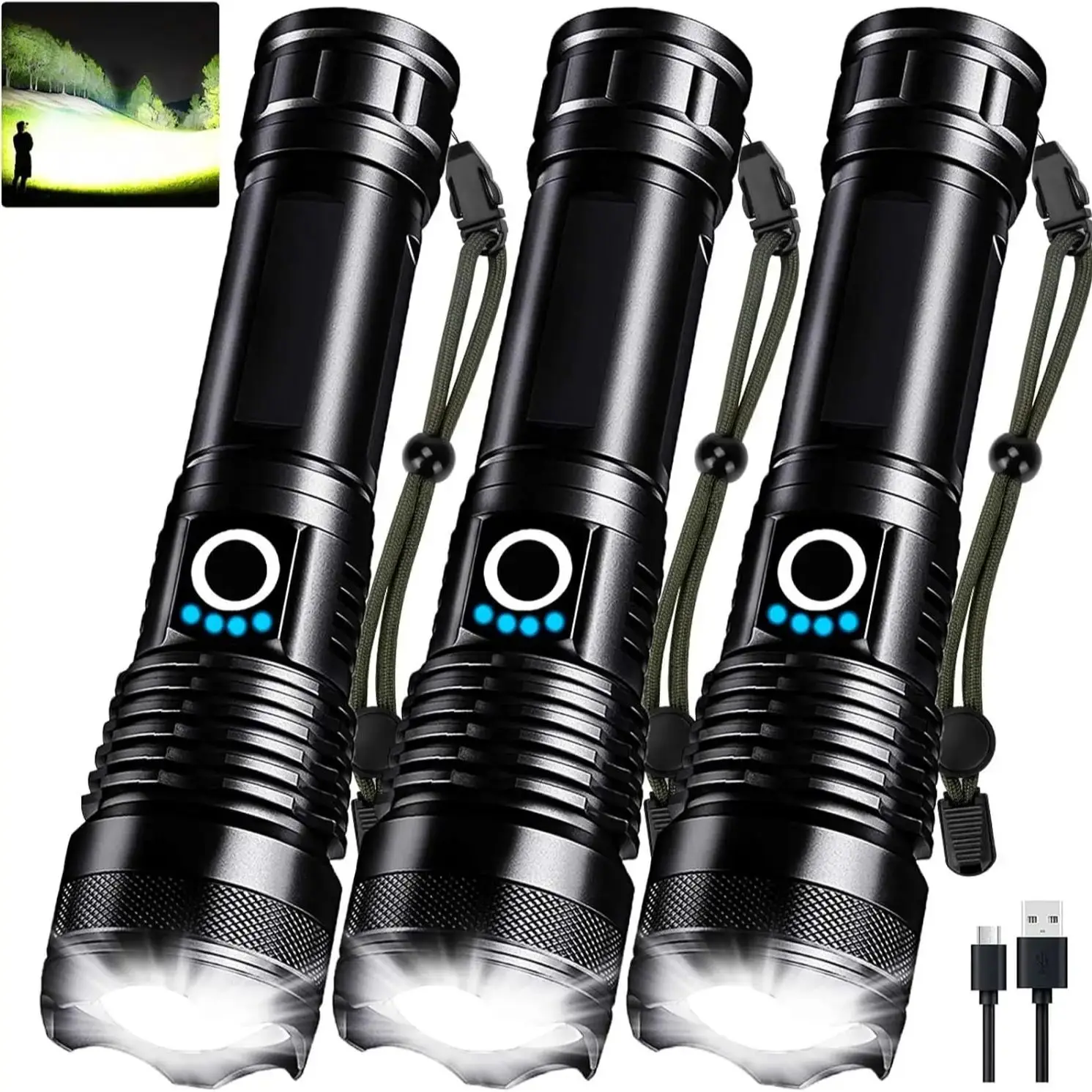 

Мощный светодиодный фонарик из алюминиевого сплава, перезаряжаемый тактический фонарь с батареей 26650, для кемпинга, пешего туризма