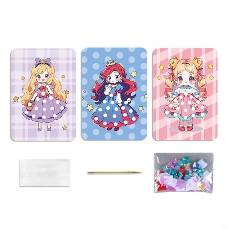 76HF Princess Dress up Poking Book Creative Set for Girls with Colorful Clothing