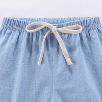 2-10Y Children's Shorts For Boys Girls Cotton Linen Summer Thin Breathable Elastic Waist Beach Sport Short Pants Loose Kids Pant 5
