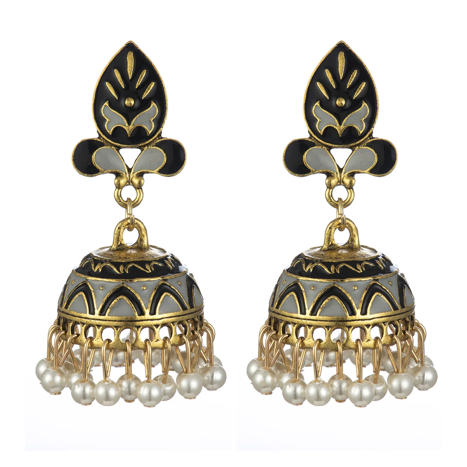 Exquisite explosion of Indian style dripping bell earrings, small pearls, Europe and America, Nepal directly from the manufactur