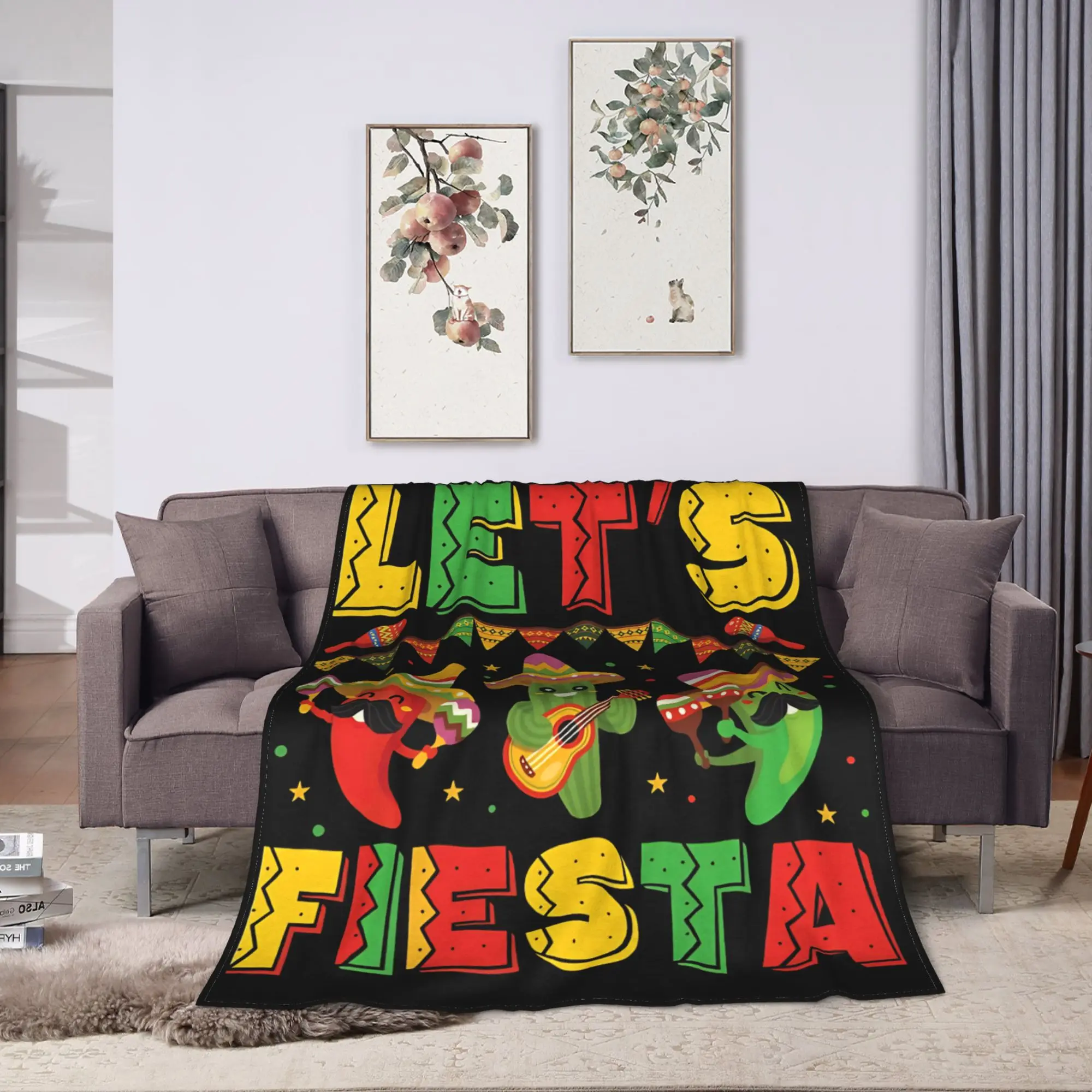 Warm Blankets Boy Girl Let's Shift Party Fiesta Throw Blanket Mexican Amigo Cinco De Mayo Flannel Bedspread For Sofa Bed Cover