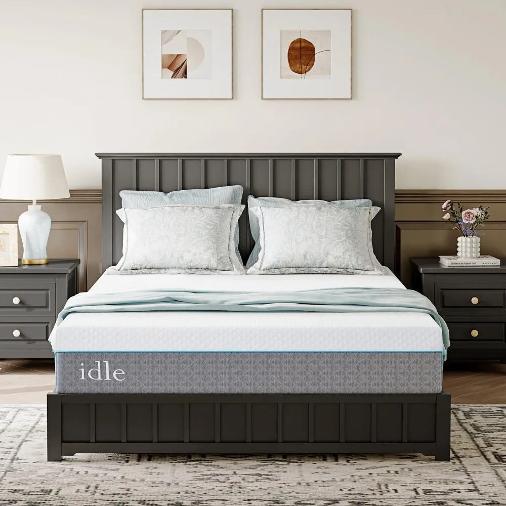 מזרן קינג 12 אינץ קירור ג 'ל קצף זיכרון, פיברגלס חינם, מיטת מזרן בתיבה להקלה כאבי גב, חברה בינונית, certipu