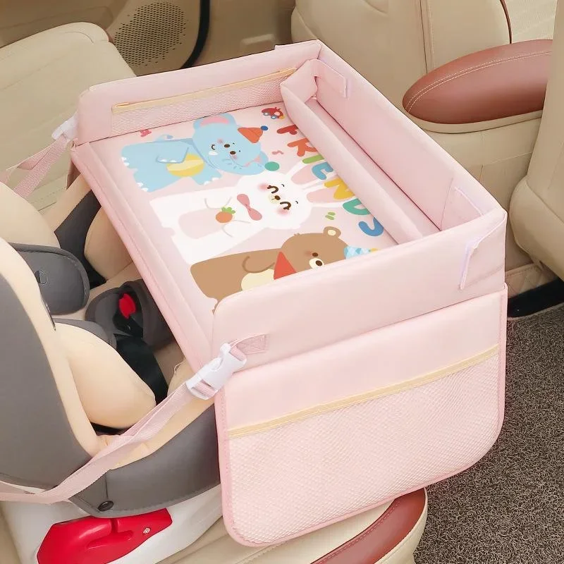 Child Safety Seat Tray Foldable Waterproof Cartoon Dining Table Multifunctional Car Storage Accessory