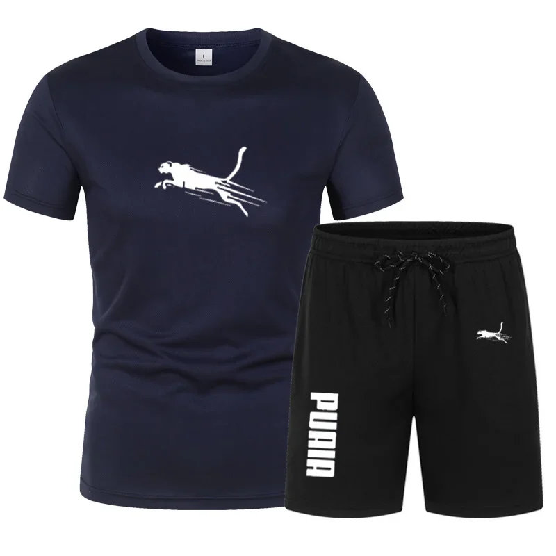 2026 New Summer Fashion Men's Sports Set, 2-piece Set, Men's Leisure Sports Set, Used for Running, Training, and Exercise