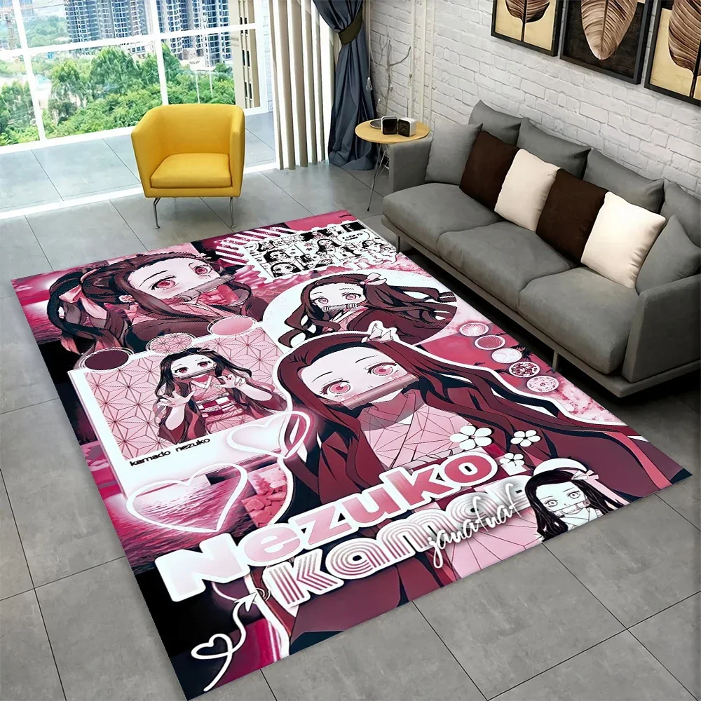 Anime Kamado Nezuko Demon Slayer Teppich, Teppich für Wohnzimmer, Kinderzimmer, Sofa, Fußmatte, Dekor, rutschfeste Bodenmatte für Kinder