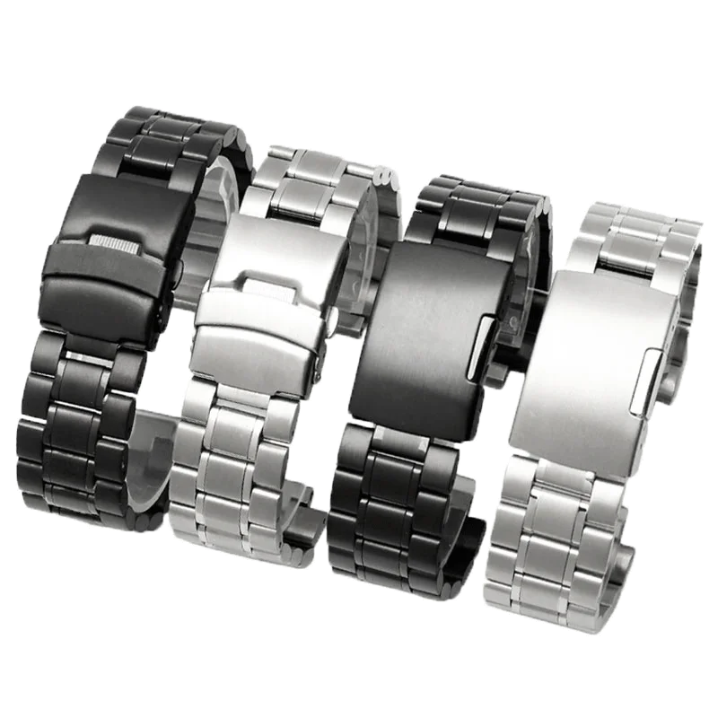 Solid stainless steel Watchband For Timex T2N720 T2N721 T2N739 watch strap silver black Bracelet 24*16mm watch band metal