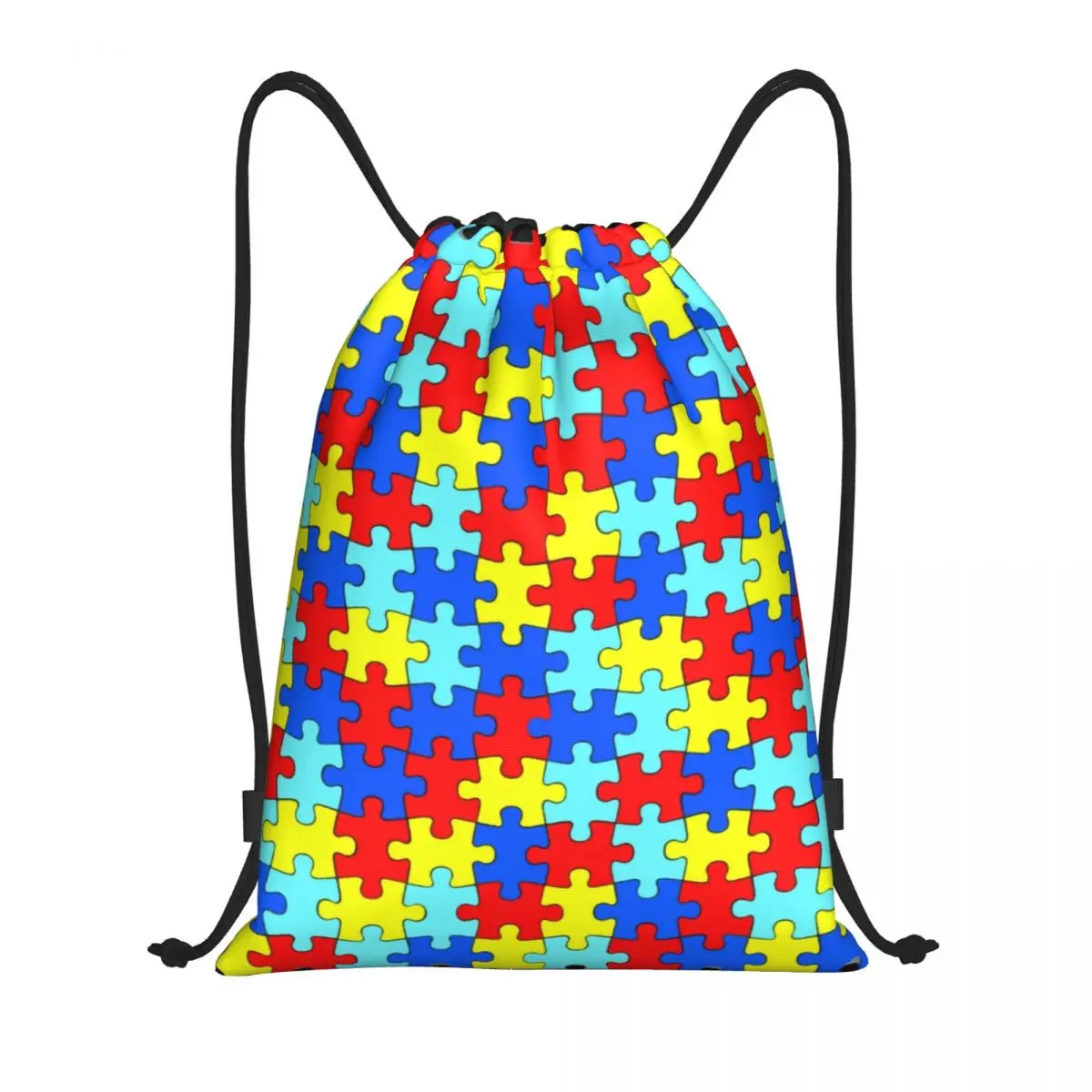 

Пользовательские красочные головоломки с узором, сумки на шнурке для осведомленности об аутизме для тренировок, рюкзаки для йоги, женские и мужские спортивные рюкзаки для спортзала