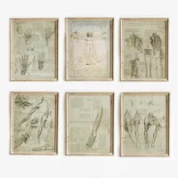 Retro Leonardo da Vinci Classic Manuscript Vitruvian Man Chart Poster Canvas Painting Wall Art Pictures Modern Home Room Decor