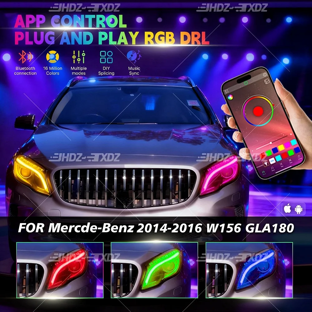 

Multi-Color DRL LED Boards Lightsource For Mercedes Benz W156 GLA180 GLA200 2014-16 App Control RGB Daytime Running Light Module