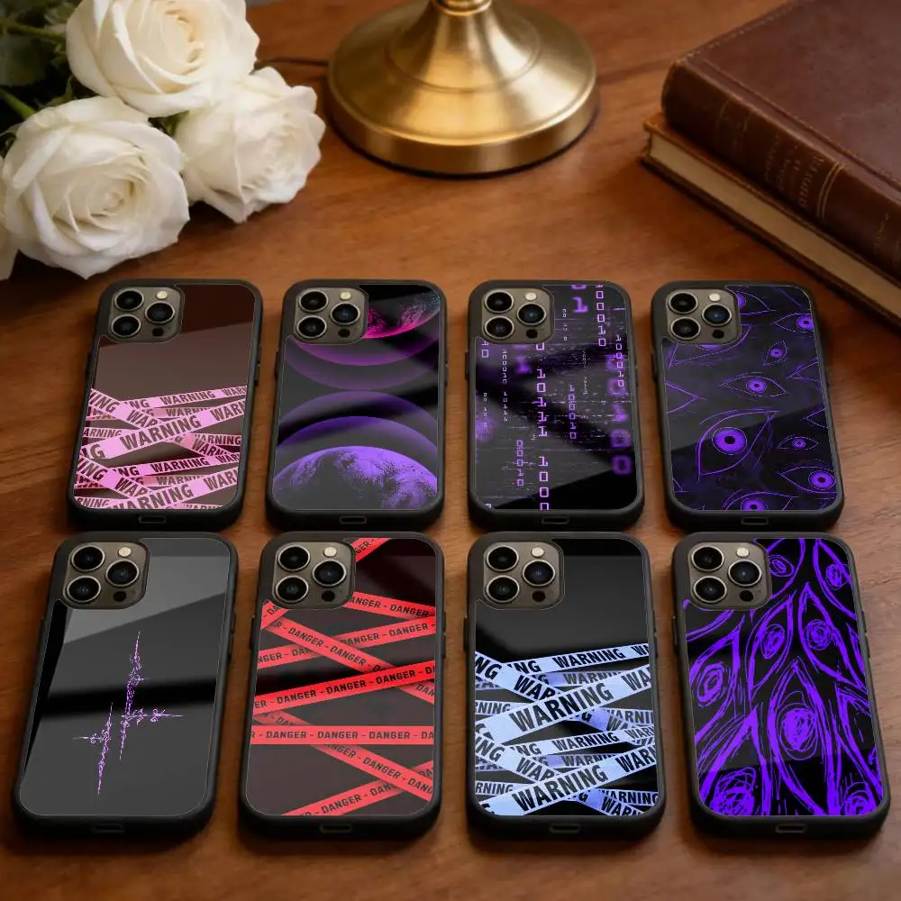 

Warning Line Art Phone Case For iPhone17,16,15,14,13 Plus,Pro Max Magnetic For Magsafe Wireless Charging