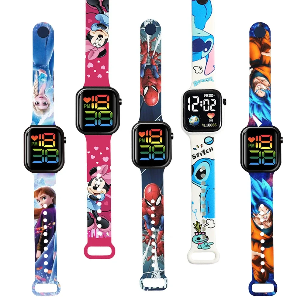 Disney Stitch & Lio Digital Watches Stitch Fashion Cartoon Action Printing Anime LED Type Watches Kids Watch Birthday Gifts