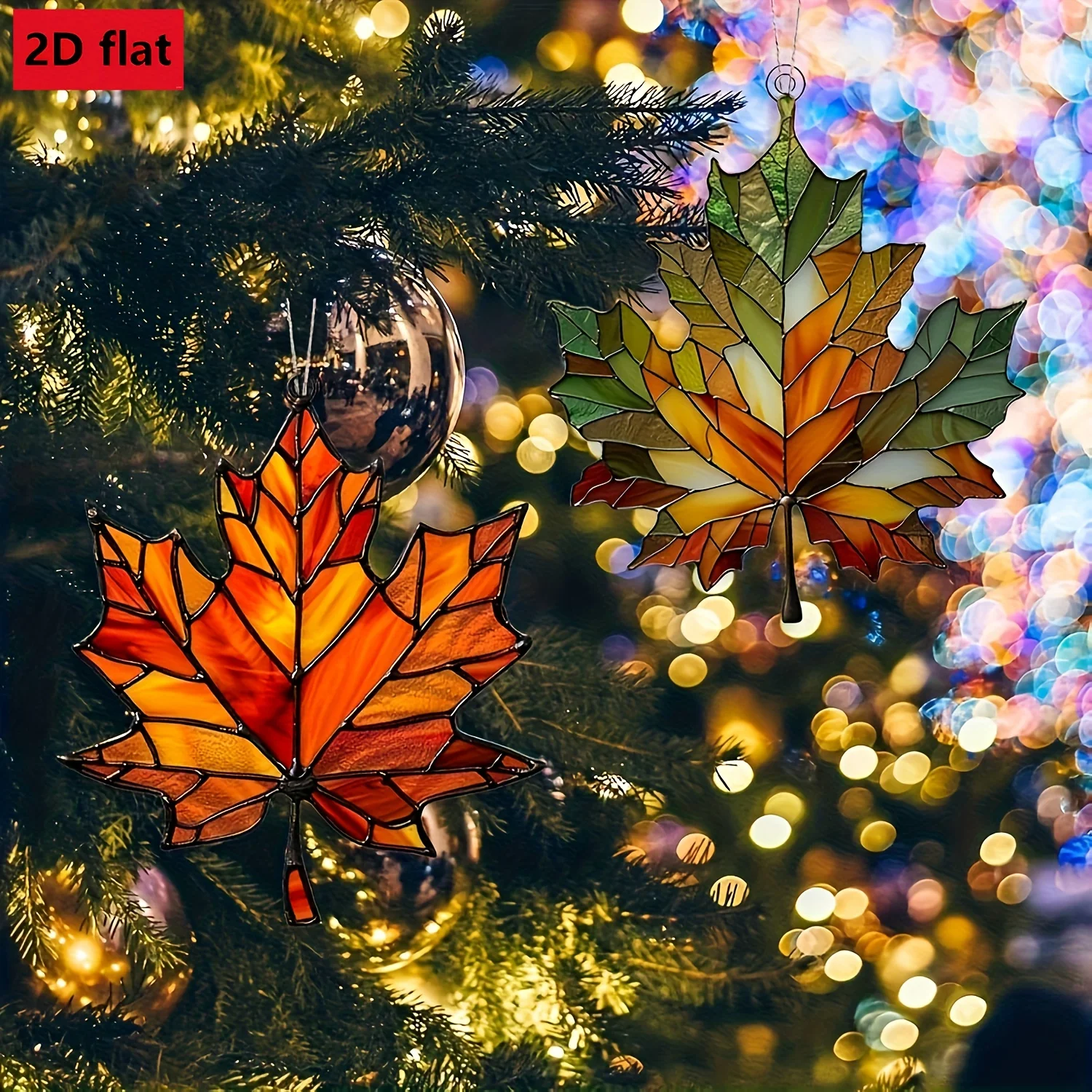 2D Flat Colorful Maple Leaf Shaped Sun Catcher,Thanksgiving,Halloween,Autumn Theme Decorative Pendant,Autumn Decorative Branches