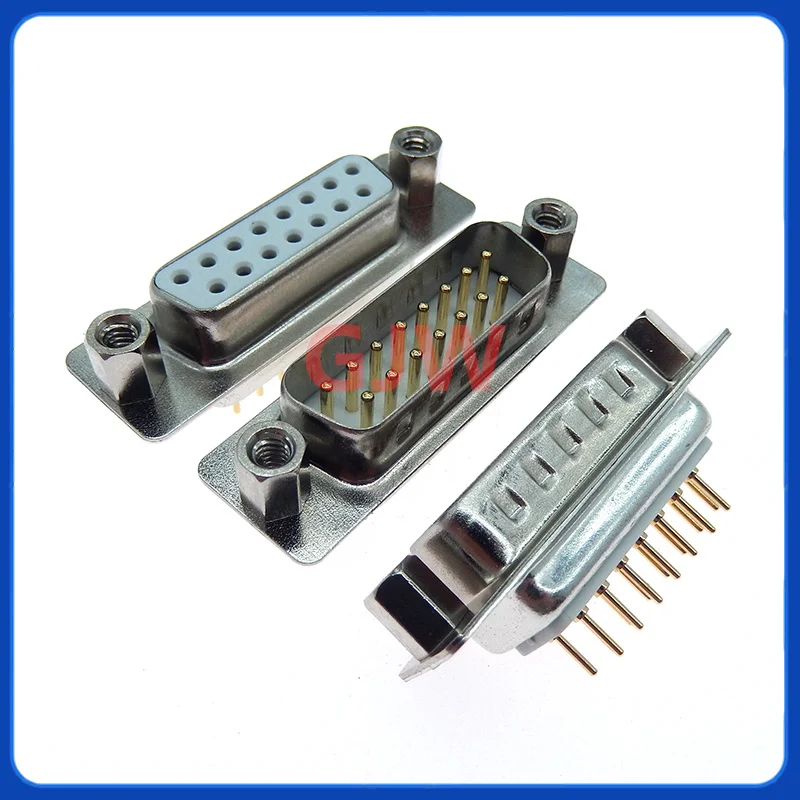 1PCS 3U Gold plated HDP15 Pin Straight 180 Degree Male Female Plug D-sub PCB Mounting Connector DP15 DP15