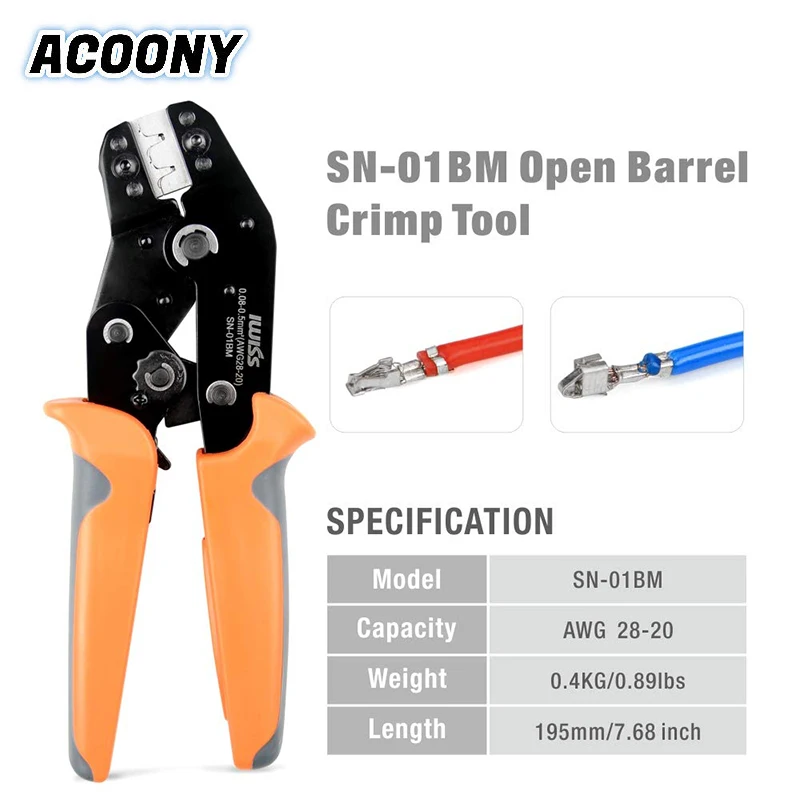 

SN-01BM AWG 28-20 микро соединитель обжимные инструменты для JST XH 2,54/3,96 мм шаг Разъемы, Dupont,D-Sub,Molex 2,0 мм терминалы