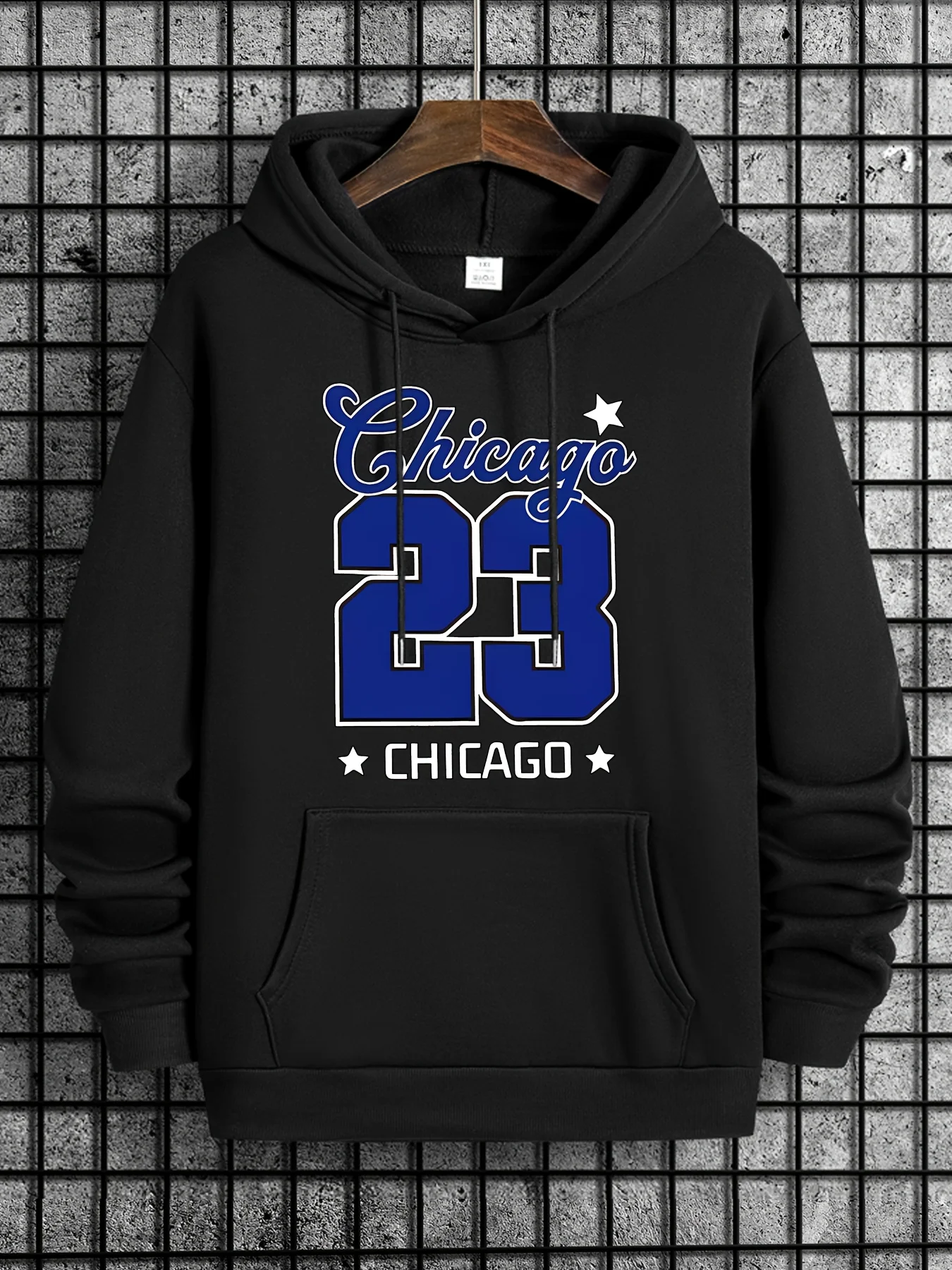 Sudadera con capucha Chicago 23 para hombre, negro azul, estampado 23, ajuste regular, fans de los bulls, talla grande