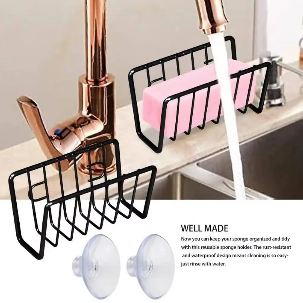 

Wall-Mounted Sponge Holder Suction Cup Draining Drain Storage Shelf Space Saving Waterproof Sink Drain Stand Countertop Storage