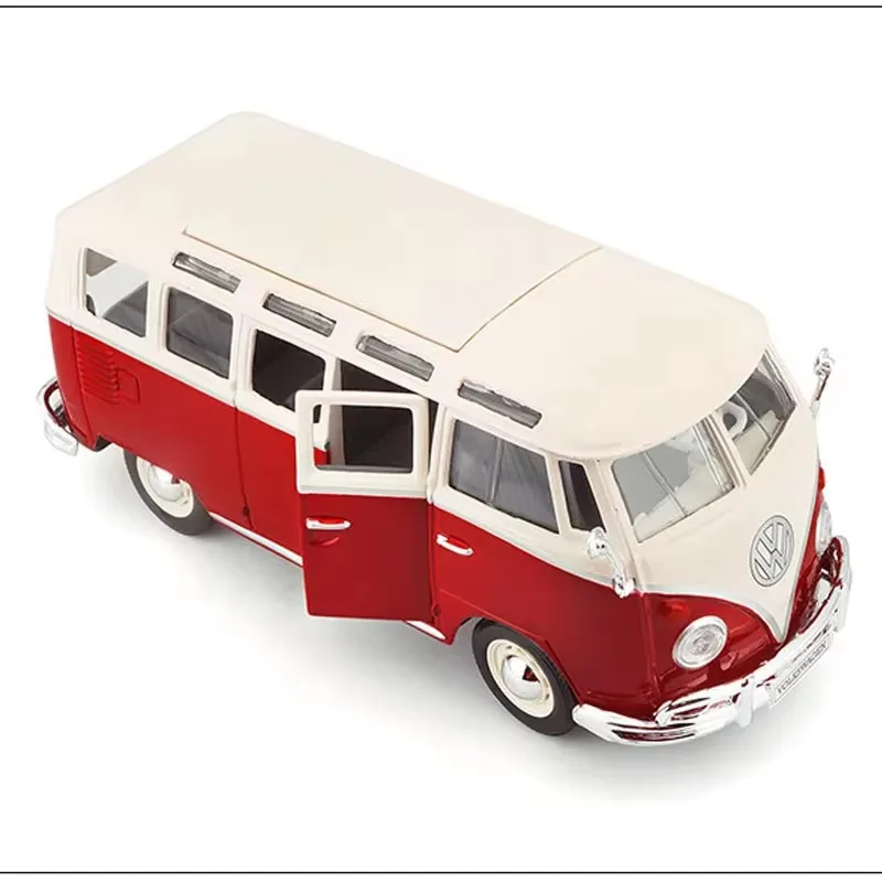 Maisto 1:25 24 Volkswagen Red Samba Bus Die Casting Alloy Car Model Nostalgic Collection Toy Desktop Decoration Collection Toy G