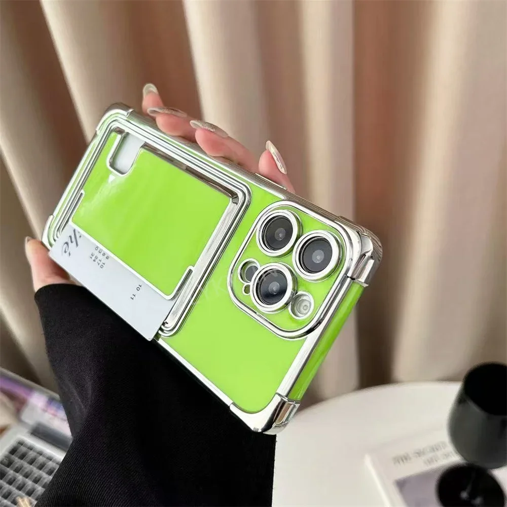 FLYKYLINHOCE Side Card Holder Phone Cases For iPhone 16 Pro Max 15 14 Plus 13 12 11 Case Luxury Plating Shockproof Wallet Cover