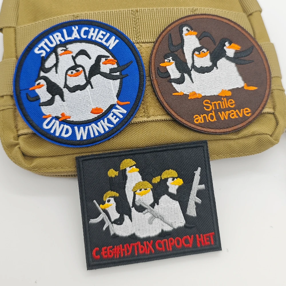 

Novelty Cartoon Penguin Embroidered Velcro Patch With Hook & Loop, Decor for Clothes Bags Hat Armband Unique Tactical Applique