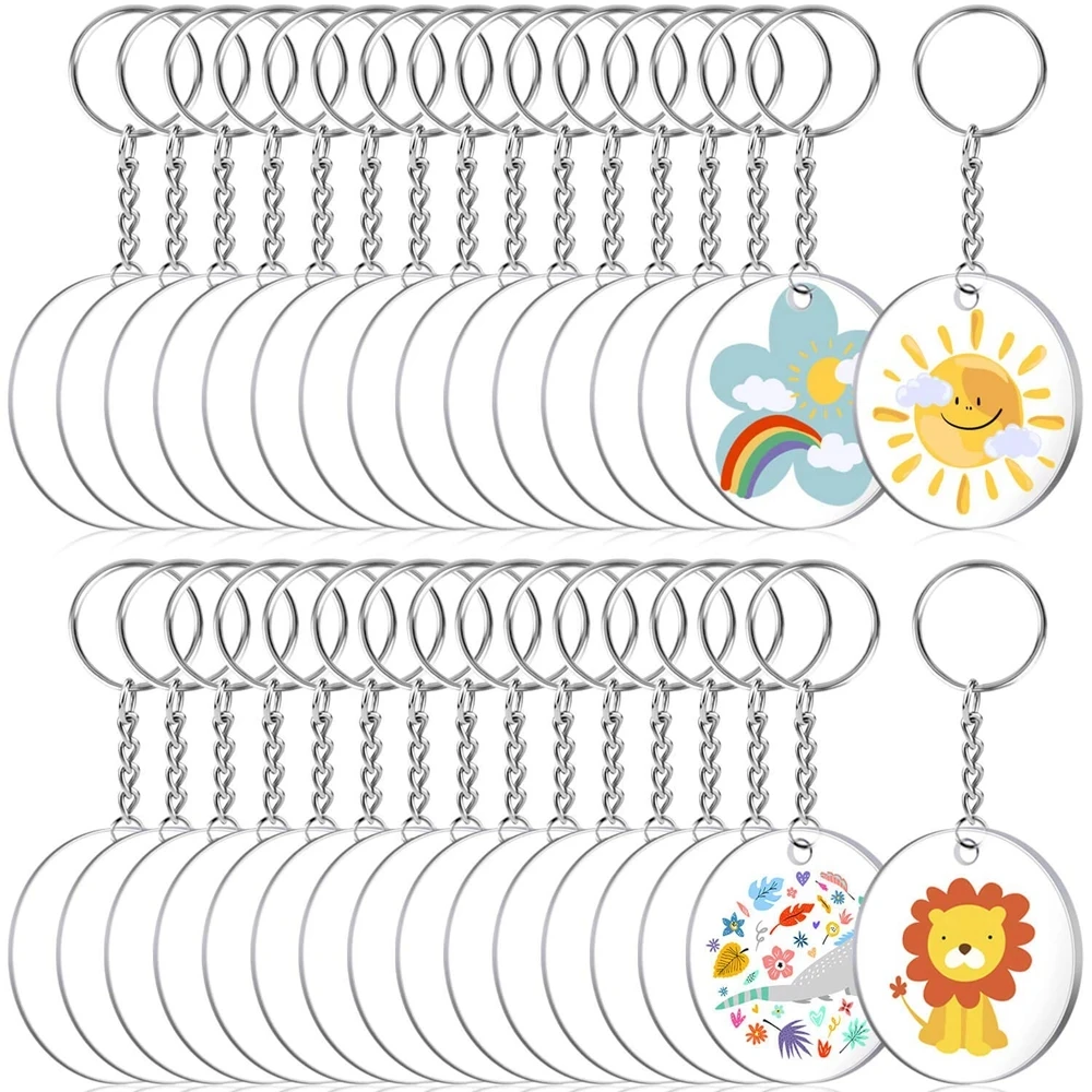 10 sets Clear Acrylic Keychains Kit Including Acrylic Blanks Keychain Rings and Jump Rings for DIY Keychain Craft Vinyl Project