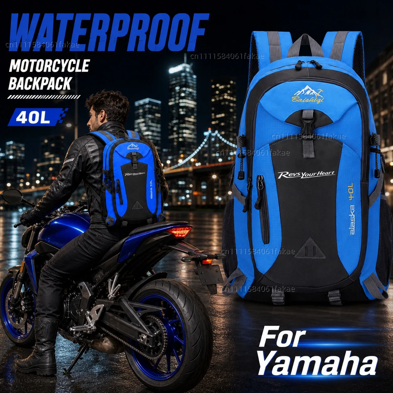 For Yamaha R1 R3 R25 Mt-09 Mt07 Fazer Fz6 Xj6 R15 Rxv YBR125 Motorcycle Backpack 40L Waterproof Travel Backpack Outdoor Hiking