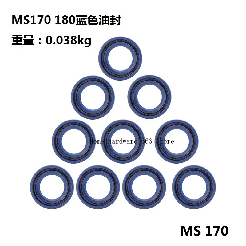 Blue Oil Seal Set, Chain Saw, MS170, 180, 15*25*5, 10 Pcs