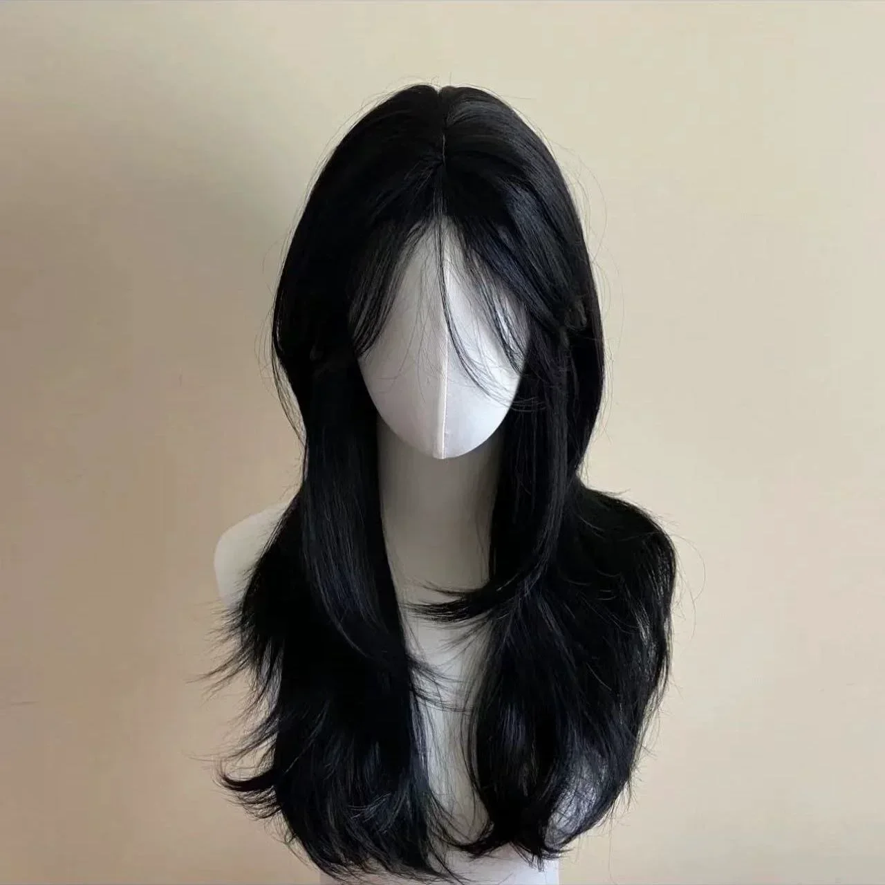 

Ashely Black Wig Female Headband Body Wavy Rose Hair Net Models in French Bangs High Quality Simulation Hair Synthetic Wig