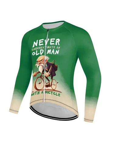 Imagen 2 del producto Camiseta de ciclismo para hombre, chaqueta de bicicleta para hombre mayor con estampado 3D de manga larga, Top con 3 bolsillos traseros, bicicleta de montaña, MTB, bicicleta de carretera