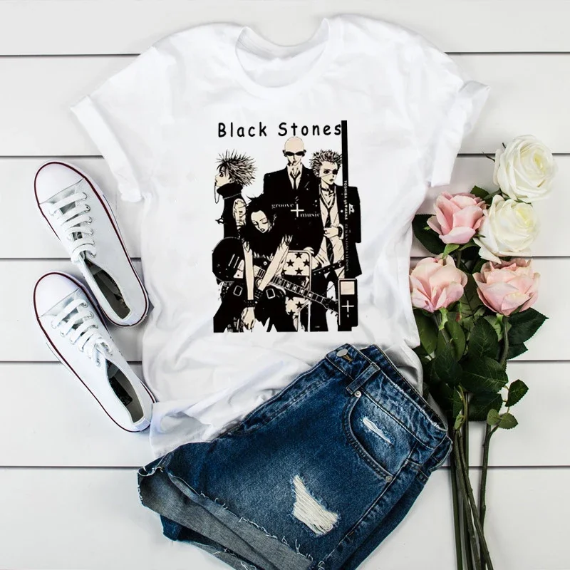 

New Japanese Anime T-shirt Cartoon Charactor Print Unisex Tops Y2K Stones Streetwear Sporty Cotton Sweatshirt Women Tees