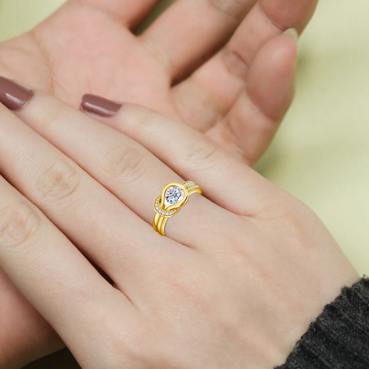 Mit Zertifikat Schleifenknoten Moissanit-Ring für Damen Hochzeitsband 7mm 1,2ct Verlobungsschmuck Luxusmarke Brautgeschenk Trendig – Detail 5