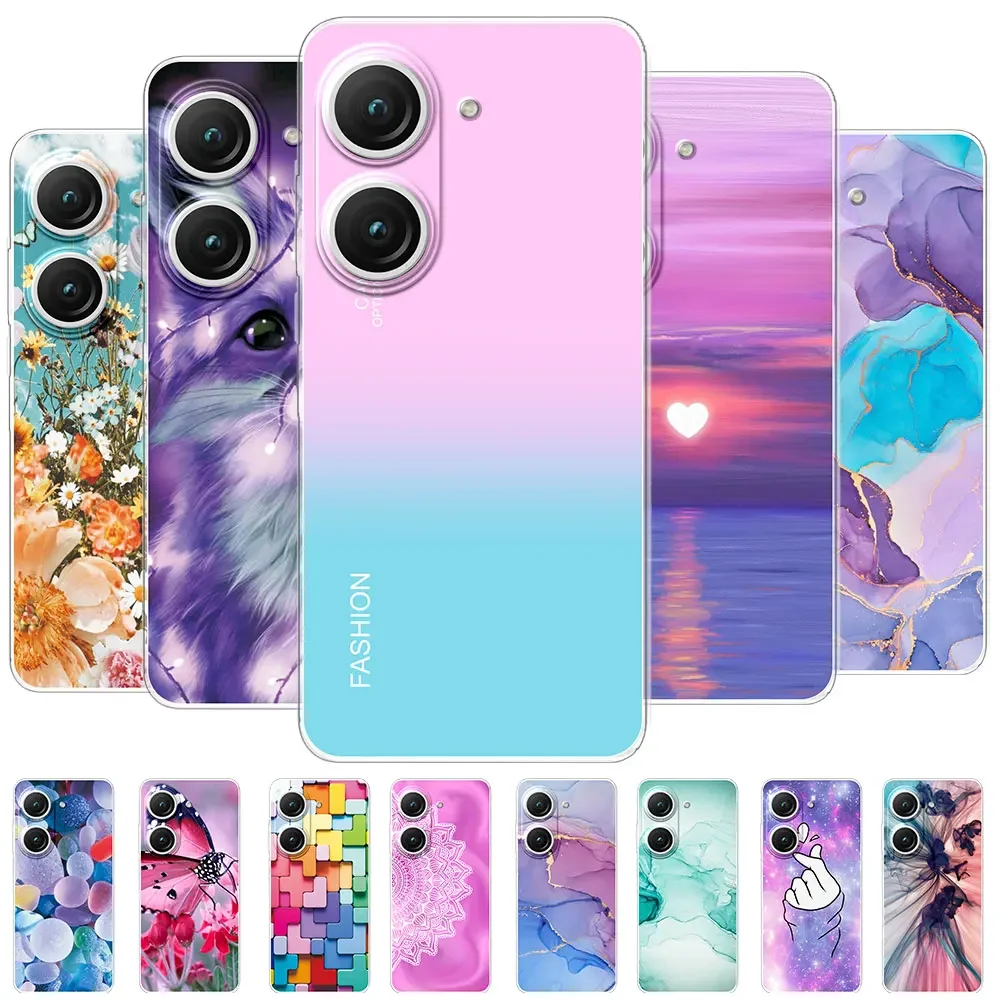 For ASUS ZenFone 10 Case Shockproof Clear Soft Silicone TPU Phone Case for Asus Zenfone 9 Printing Coque Zenfone 10 Bumper Funda