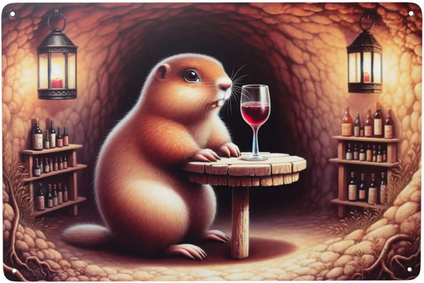 Cozy Burrow Br Gopher Tn Sgn Vntge Home Decor,nml Wll rt decor Rustc Metl Poster,ndoor Outdoor Decortve Plque,for br,Ktchen,Lvng